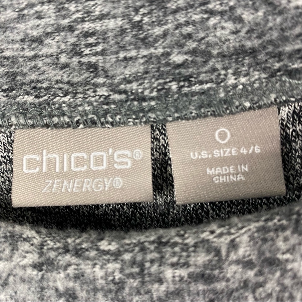 CHICO’S ZENERGY Gray Long Sleeves Lace Trim Top, Size Small - Picture 3 of 8